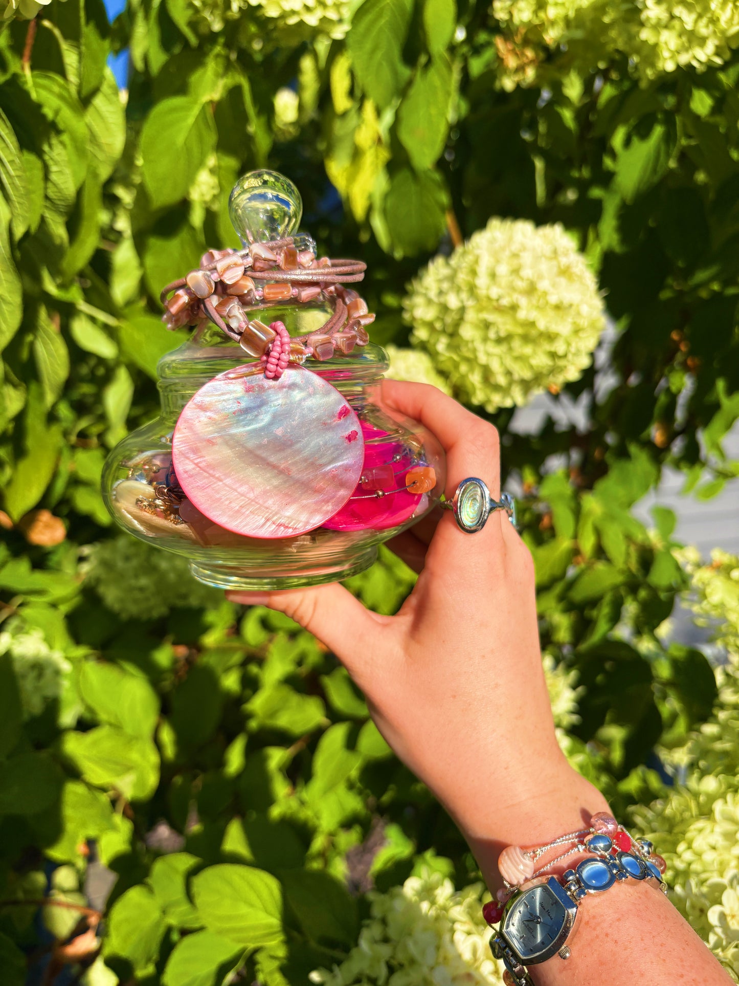 Pink Peony Mermaid Jar